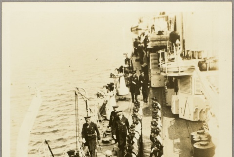 French sailors standing at attention while officers conduct a ship inspection (ddr-njpa-13-658)