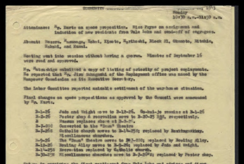 Minutes from the Heart Mountain Community Council meeting, September 20, 1943 (ddr-csujad-55-473)