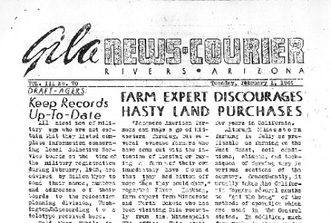 Gila News-Courier Vol. III No. 70 (February 1, 1944) (ddr-densho-141-225)