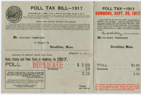1917 Poll Tax Bill (ddr-densho-355-21)