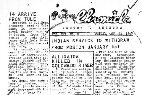 Poston Chronicle Vol. XVI No. 8 (October 22, 1943) (ddr-densho-145-425)