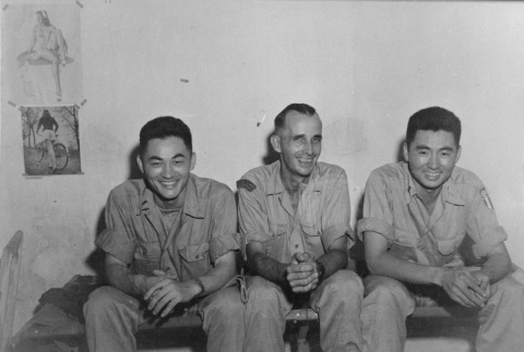 Three smiling soldiers (ddr-densho-1007-444)