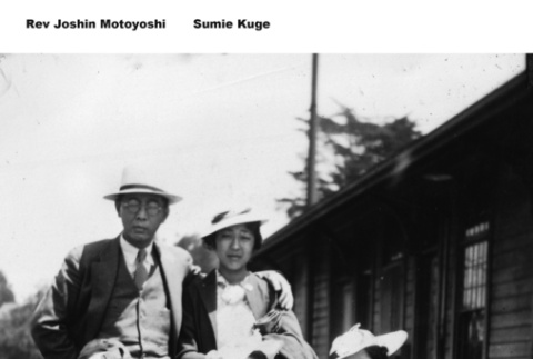 Group of women with Rev. Motoyoshi at train station with suitcases (ddr-ajah-6-120)