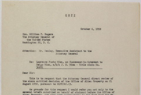 Letter from Olive Ellis Stone to William P. Roger (ddr-densho-437-124)