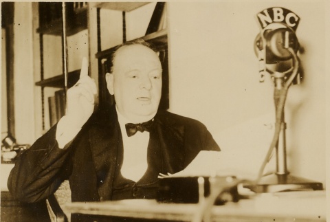 Winston Churchill giving a radio address for NBC (ddr-njpa-1-74)