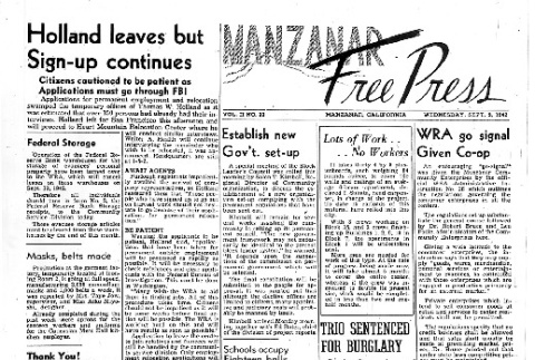 Manzanar Free Press Vol. II No. 22 (September 9, 1942) (ddr-densho-125-58)
