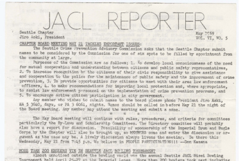Seattle Chapter, JACL Reporter, Vol. VI, No. 5, May 1969 (ddr-sjacl-1-107)