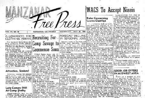 Manzanar Free Press Vol. III No. 60 (July 28, 1943) (ddr-densho-125-152)