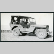 Photograph of L. Josephine Hawes and three others sitting in an Army jeep in Death Valley (ddr-csujad-47-133)