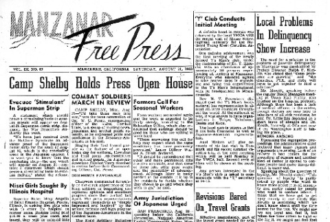 Manzanar Free Press Vol. III No. 67 (August 21, 1943) (ddr-densho-125-159)