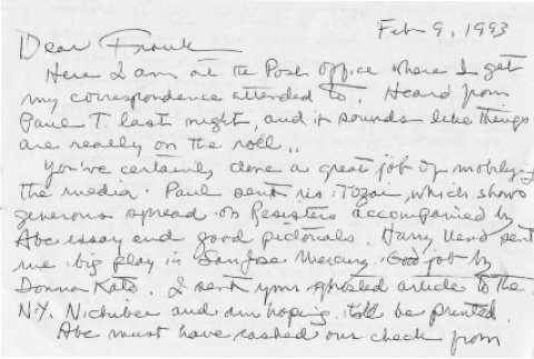 Letter from Michi Weglyn to Frank Chin, February 2, 1993 (ddr-csujad-24-6)