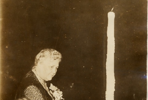 Sara Delano Roosevelt cutting a cake (ddr-njpa-1-1661)