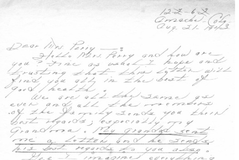Letter from Kazuo Ito to Lea Perry, August 21, 1943 (ddr-csujad-56-51)