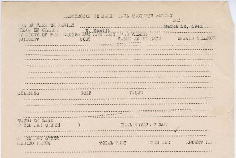 Washington Township JACL property survey and family record for Kamiji family (ddr-densho-491-71)