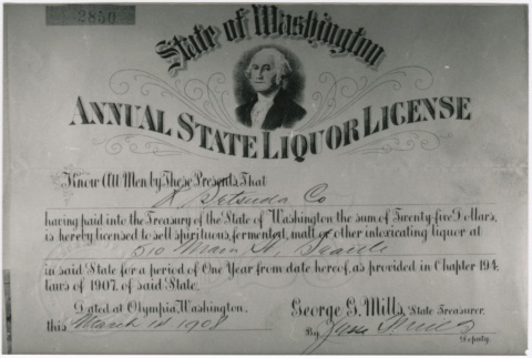 A Washington state liquor license (ddr-densho-353-145)