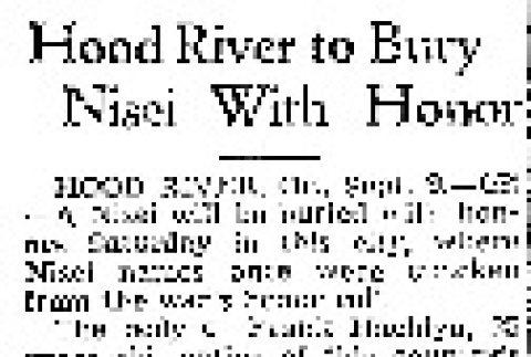 Hood River to Bury Nisei With Honor (September 9, 1948) (ddr-densho-56-1190)