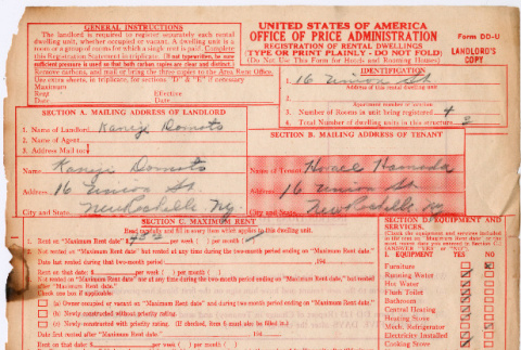 Rental agreement between Kaneji Domoto and Horace Hamada (ddr-densho-329-1023)