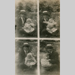 Four pictures of young man holding baby girl (ddr-densho-348-57)