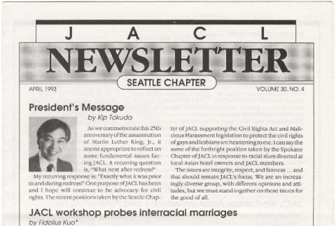 Seattle Chapter, JACL Reporter, Vol. 30, No. 4, April 1993 (ddr-sjacl-1-410)