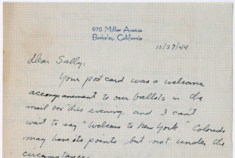 Letter to Sally (Fujii) Domoto from Margaret Murdock (ddr-densho-329-1039)