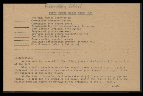Pupil record folder check list (ddr-csujad-55-1759)