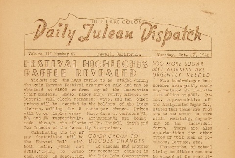 Tulean Dispatch Vol. III No. 87 (October 27, 1942) (ddr-densho-65-83)