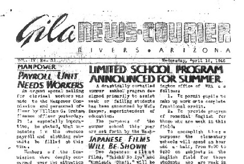 Gila News-Courier Vol. IV No. 31 (April 18, 1945) (ddr-densho-141-390)