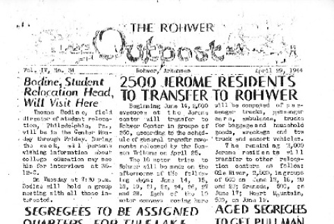 Rohwer Outpost Vol. IV No. 34 (April 29, 1944) (ddr-densho-143-161)