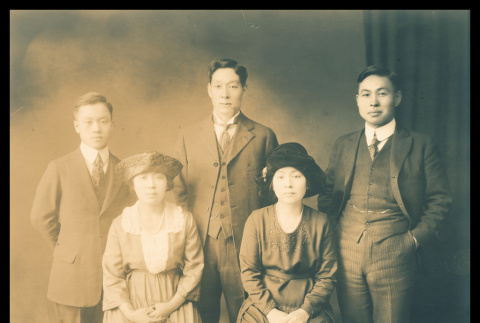 Yoshio Ichikawa with his sisters and their husbands, Mr. Miki and Mr. Nakatani (ddr-csujad-55-2217)
