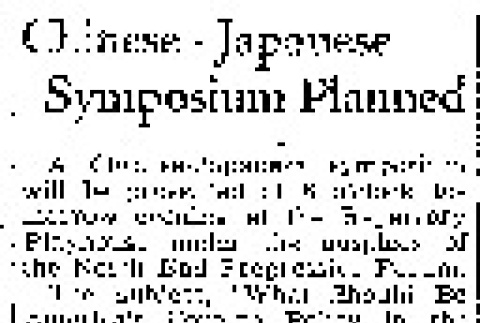 Chinese-Japanese Symposium Planned (April 18, 1939) (ddr-densho-56-489)