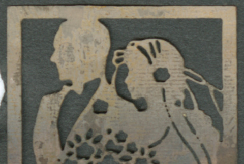 Metal silhouette of bride and groom (ddr-densho-316-119)
