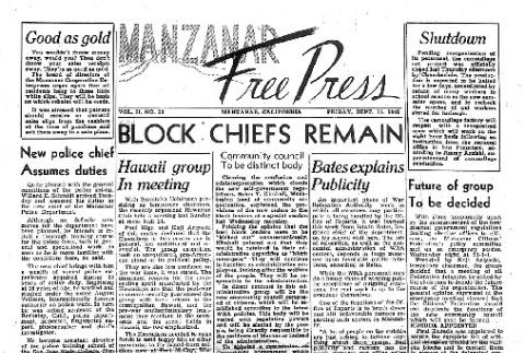Manzanar Free Press Vol. II No. 23 (September 11, 1942) (ddr-densho-125-60)