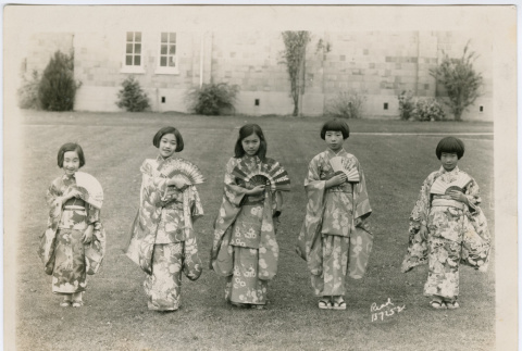 Five girls in kimonos (ddr-densho-523-686)