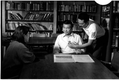 Frank S. Emi with Loni Ding and crew member (ddr-densho-1007-1160)