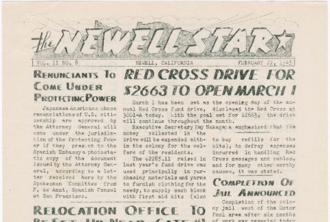 The Newell Star, Vol. II, No. 8 (February 22, 1945) (ddr-densho-284-57)