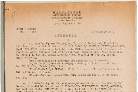 Special orders, no. 272 (November 3, 1944) (ddr-csujad-49-66)