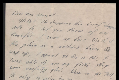 Letter from Pvt. Paul Takagi to Mrs. Waegell, August 17, 1944 (ddr-csujad-55-2322)
