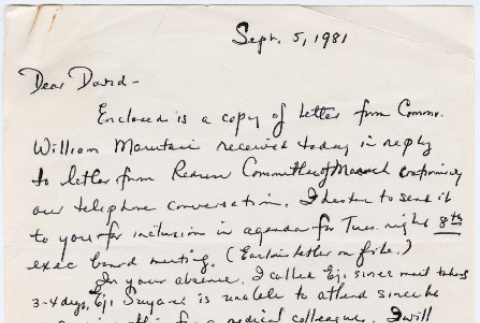 Letter from Kei Kaneda to David Sakura with attached CWRIC witness list (ddr-densho-523-774)