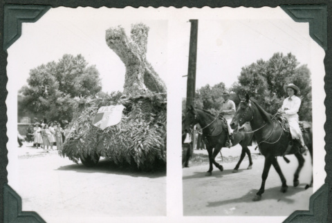JACL float and two people on horse back (ddr-densho-475-631)