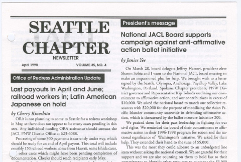 Seattle Chapter, JACL Reporter, Vol. 35, No. 4, April 1998 (ddr-sjacl-1-553)