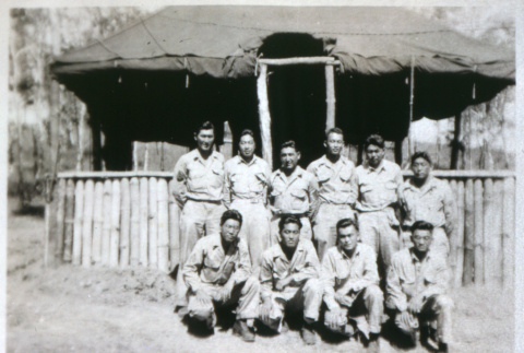 Soldiers in front of pavilion (ddr-densho-1007-667)