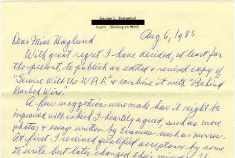 Letter to Frances Haglund from George L. Townsend (ddr-densho-275-44)