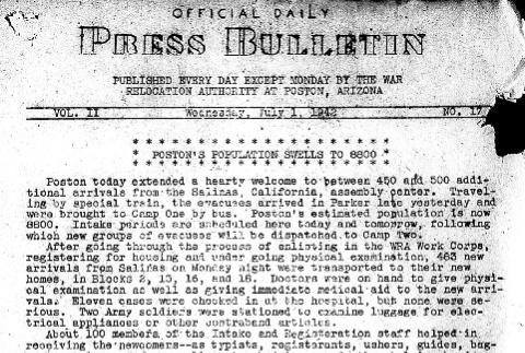 Poston Information Bulletin Vol. II No. 17 (July 1, 1942) (ddr-densho-145-43)