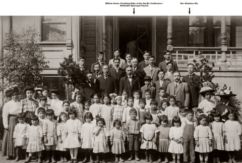 Group photo of children and adults outside Church (ddr-ajah-4-25)