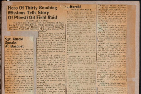 Newspaper clippings featuring Ben Kuroki (ddr-csujad-49-252)