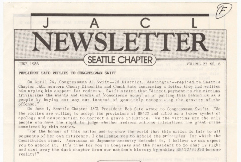 Seattle Chapter, JACL Reporter, Vol. 23, No. 6, June 1986 (ddr-sjacl-1-354)