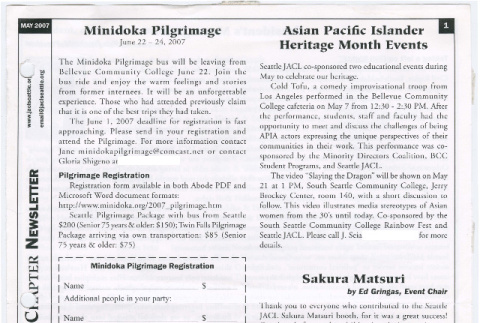 Seattle Chapter, JACL Reporter, Vol. 44, No. 5, May 2007 (ddr-sjacl-1-577)