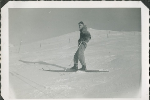 Man posing in skis (ddr-densho-321-415)