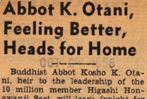 Short article regarding Kosho Otani (ddr-njpa-4-1916)