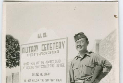 Man at U.S. Military Cemetery at Castelfiorentino, Italy (ddr-densho-201-34)